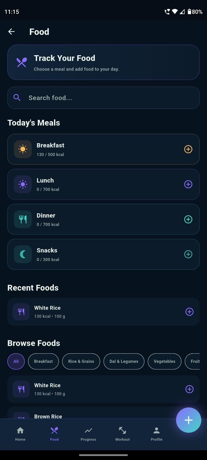 GrowFit food tracking
