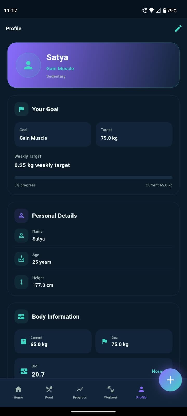 GrowFit profile and goal